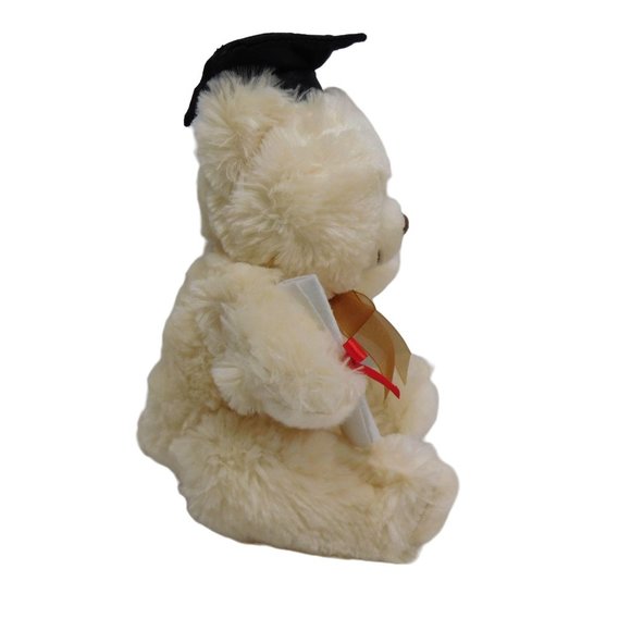 Mai-Toi Bear Graduate School Congratulations Plush 10" Cream Color Bow Diploma - Picture 3 of 7